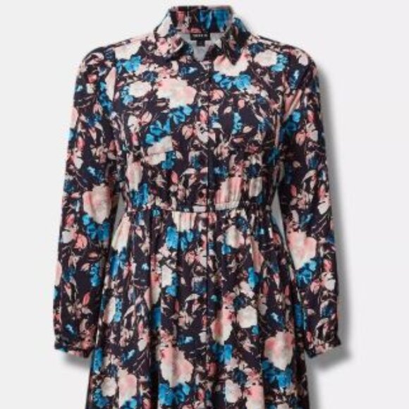 Torrid Midi Floral Button Front Shirtdress 2X/18-20 - Picture 3 of 12